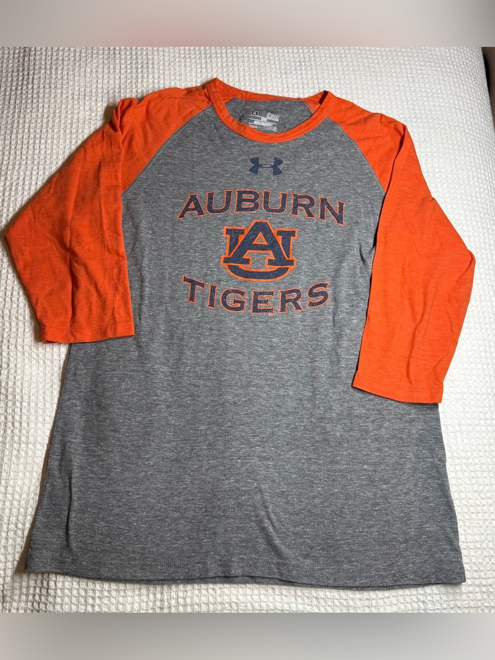 Under Armour Gray and Orange Auburn Tigers Raglan Tee